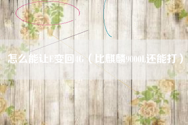 怎么能让E变回4G（比麒麟9000L还能打）