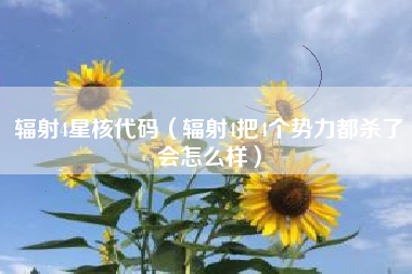 辐射4星核代码（辐射4把4个势力都杀了会怎么样）