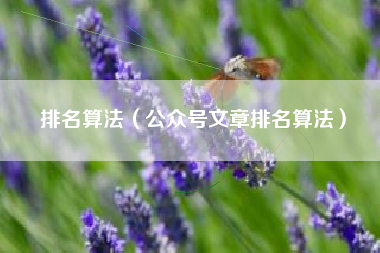 排名算法（公众号文章排名算法）