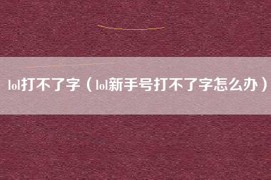 lol打不了字（lol新手号打不了字怎么办）