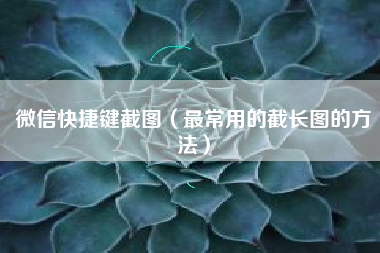 微信快捷键截图（最常用的截长图的方法）