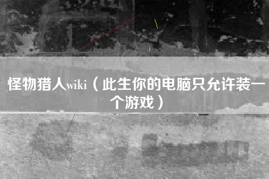 怪物猎人wiki（此生你的电脑只允许装一个游戏）