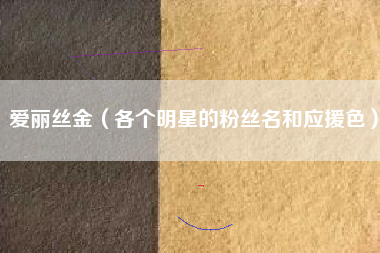 爱丽丝金（各个明星的粉丝名和应援色）