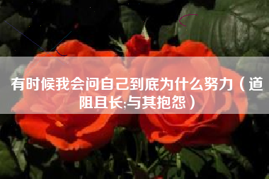 有时候我会问自己到底为什么努力（道阻且长;与其抱怨）