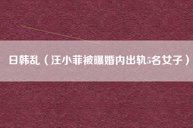 日韩乱（汪小菲被曝婚内出轨5名女子）