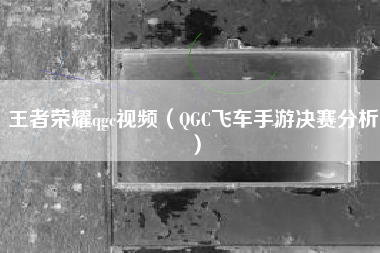 王者荣耀qgc视频（QGC飞车手游决赛分析）