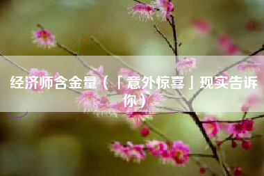 经济师含金量（「意外惊喜」现实告诉你）