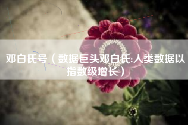 邓白氏号（数据巨头邓白氏:人类数据以指数级增长）