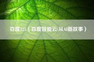 百度123（百度智能云:从AI新故事）