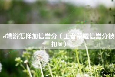 cf端游怎样加信誉分（王者荣耀信誉分被扣80）