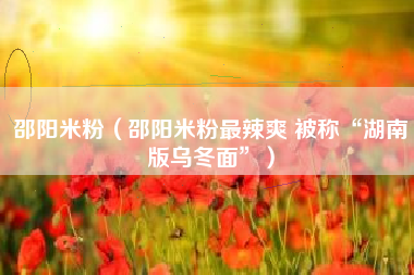 邵阳米粉（邵阳米粉最辣爽 被称“湖南版乌冬面”）