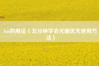 fun的用法（五分钟学会光圈优先使用方法）