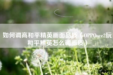 如何调高和平精英画面品质（OPPOace2玩和平精英怎么调画质）