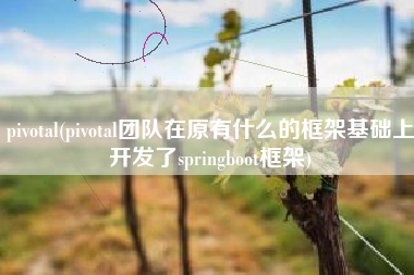 pivotal(pivotal团队在原有什么的框架基础上开发了springboot框架) pivotal(pivotal团队在原有什么的框架基础上开发了springboot框架)