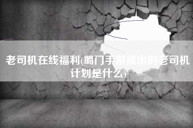 老司机在线福利(蜀门手游推出的老司机计划是什么)