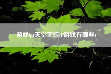 游戏ip(天堂正版IP游戏有哪些)