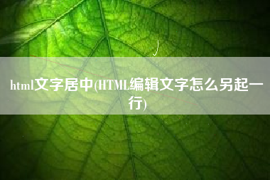 html文字居中(HTML编辑文字怎么另起一行)