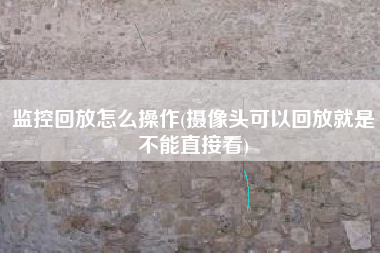 监控回放怎么操作(摄像头可以回放就是不能直接看)