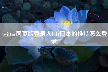 twitter网页版登录入口(日本的推特怎么登录)