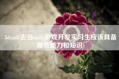 3dxml(去当unity游戏开发实习生应该具备哪些能力和知识)