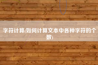 字符计算(如何计算文本中各种字符的个数)