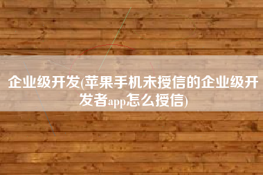 企业级开发(苹果手机未授信的企业级开发者app怎么授信)