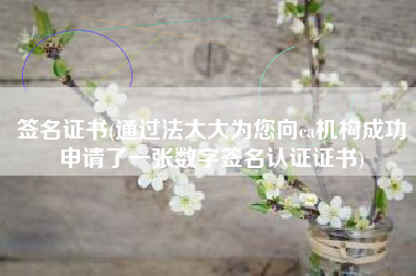 签名证书(通过法大大为您向ca机构成功申请了一张数字签名认证证书)