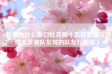 cf玩家为什么爱口吐芬芳（怎样看待玩游戏太菜被队友骂的队友行为呢）