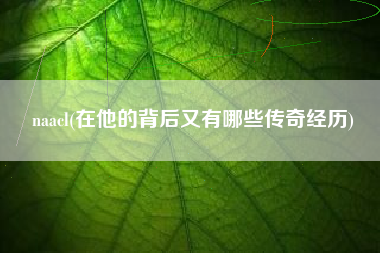 naacl(在他的背后又有哪些传奇经历)
