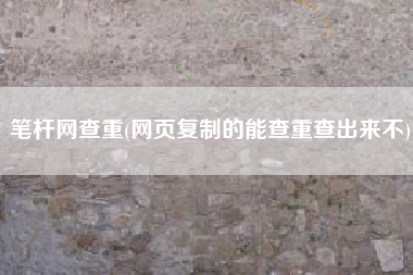 笔杆网查重(网页复制的能查重查出来不)