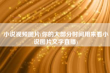 小说视频图片(你的大部分时间用来看小说图片文字直播)