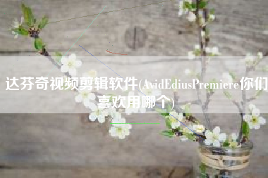 达芬奇视频剪辑软件(AvidEdiusPremiere你们喜欢用哪个)