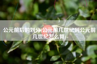 公元前后的划分(公元前几世纪到公元前几世纪怎么算)