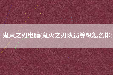 鬼灭之刃电脑(鬼灭之刃队员等级怎么排)