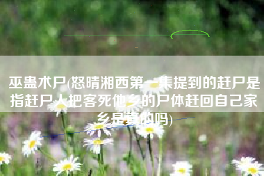 巫蛊术尸(怒晴湘西第一集提到的赶尸是指赶尸人把客死他乡的尸体赶回自己家乡是真的吗)