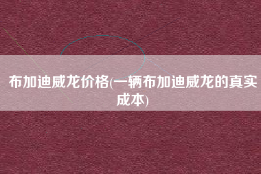 布加迪威龙价格(一辆布加迪威龙的真实成本)
