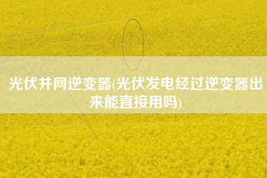 光伏并网逆变器(光伏发电经过逆变器出来能直接用吗)