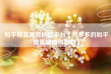 和平精英直装科技平台（拼多多的和平精英辅助可靠吗）