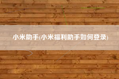 小米助手(小米福利助手如何登录)