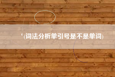 ‘(词法分析单引号是不是单词)
