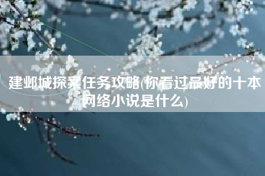 建邺城探案任务攻略(你看过最好的十本网络小说是什么)