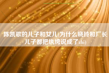 陈凯歌的儿子和女儿(为什么晓玲和厂长儿子都把纨绔说成了zhi)