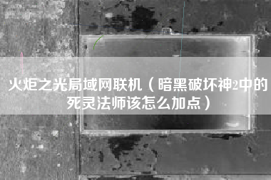 火炬之光局域网联机（暗黑破坏神2中的死灵法师该怎么加点）