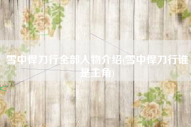 雪中悍刀行全部人物介绍(雪中悍刀行谁是主角)