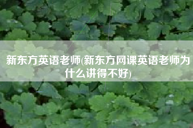 新东方英语老师(新东方网课英语老师为什么讲得不好)
