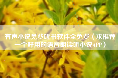 有声小说免费听书软件全免费（求推荐一个好用的语音朗读听小说APP）