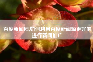 百度新闻网,如何利用百度新闻源更好的进行新闻推广