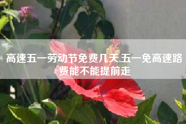 高速五一劳动节免费几天,五一免高速路费能不能提前走