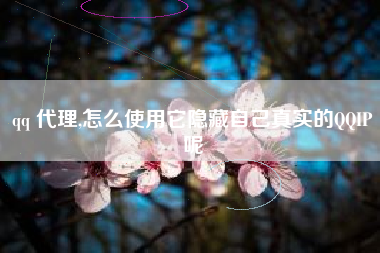 qq 代理,怎么使用它隐藏自己真实的QQIP呢