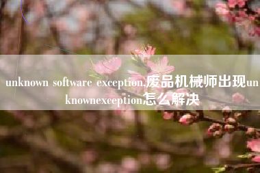 unknown software exception,废品机械师出现unknownexception怎么解决